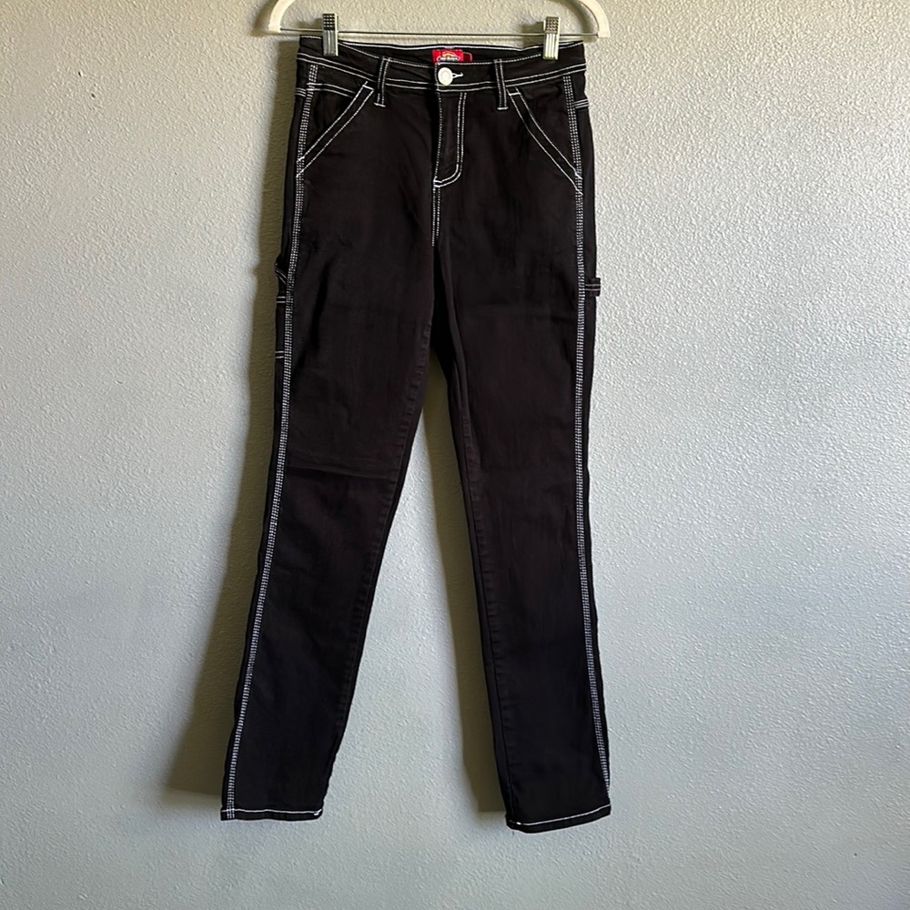Dickies Cargo Pants Black with White Stitching size 3